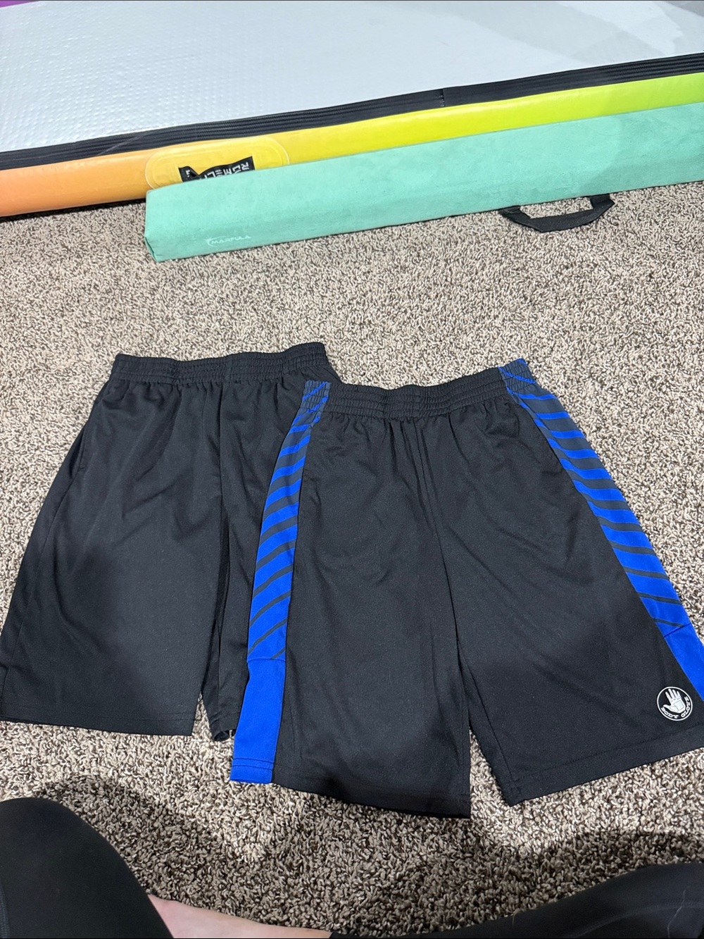 Boys Body Glove Black Athletic Shorts with Blue Stripe